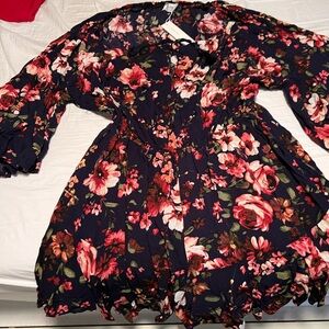 Navy blue floral romper